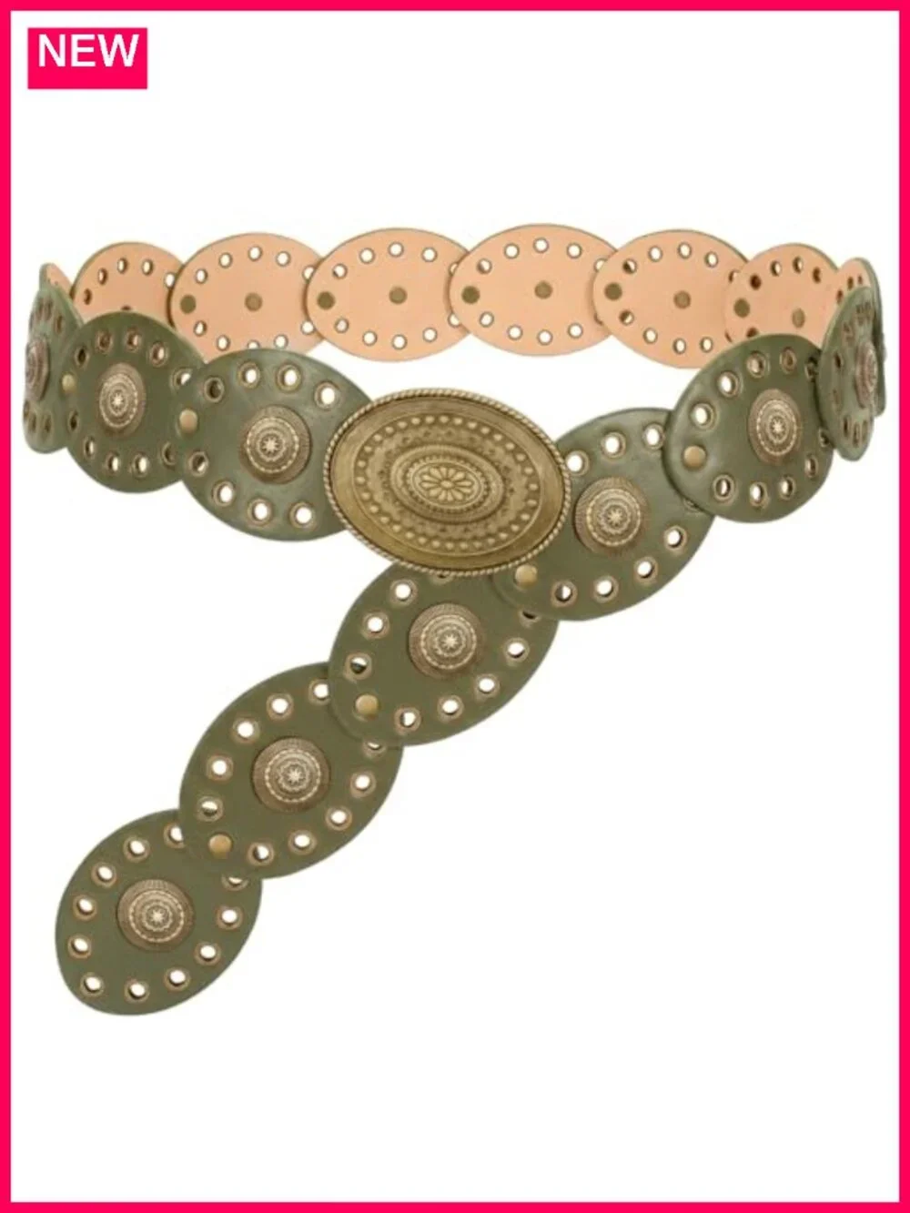 Vintage Disc Concho Western Belt PU Leather Metal Cowgirl Boho Festival